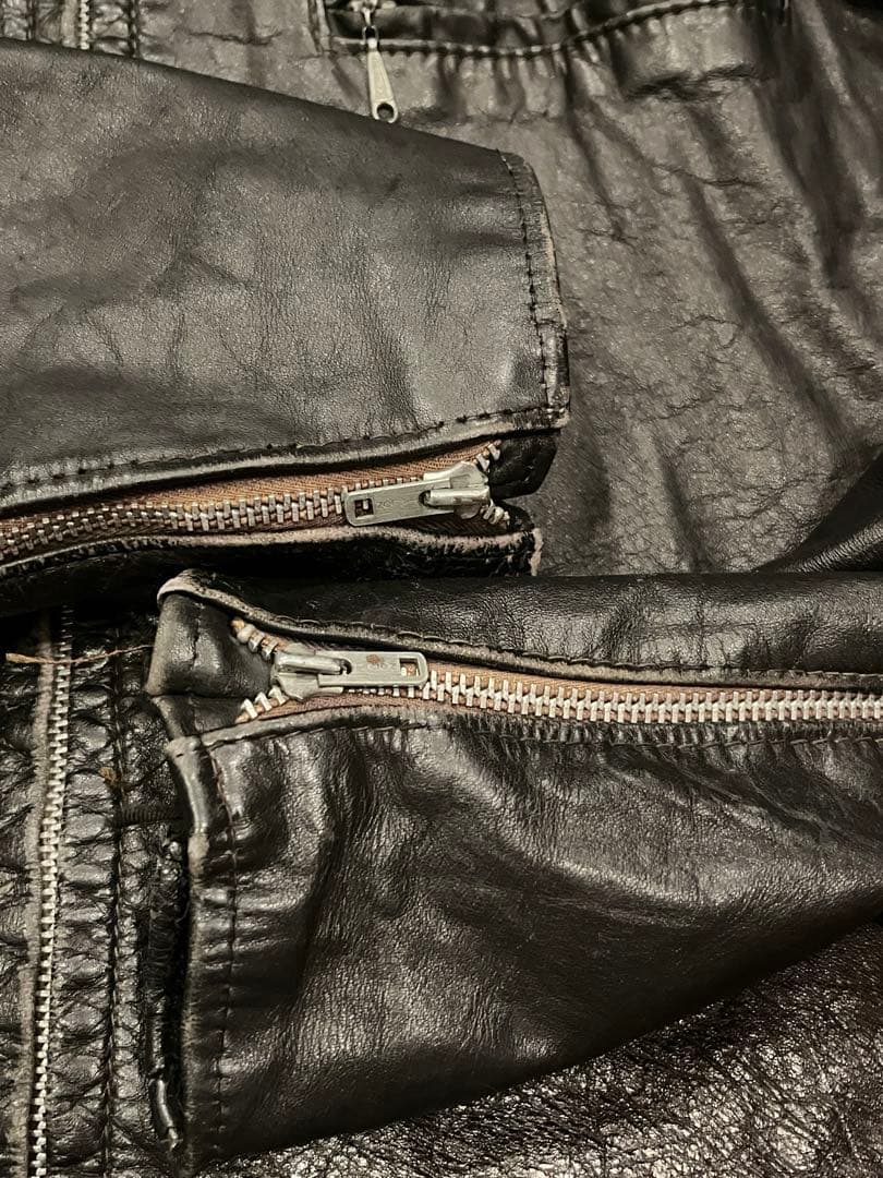 60s 70s ブルックス シングルライダースジャケット 48 XL ボロ