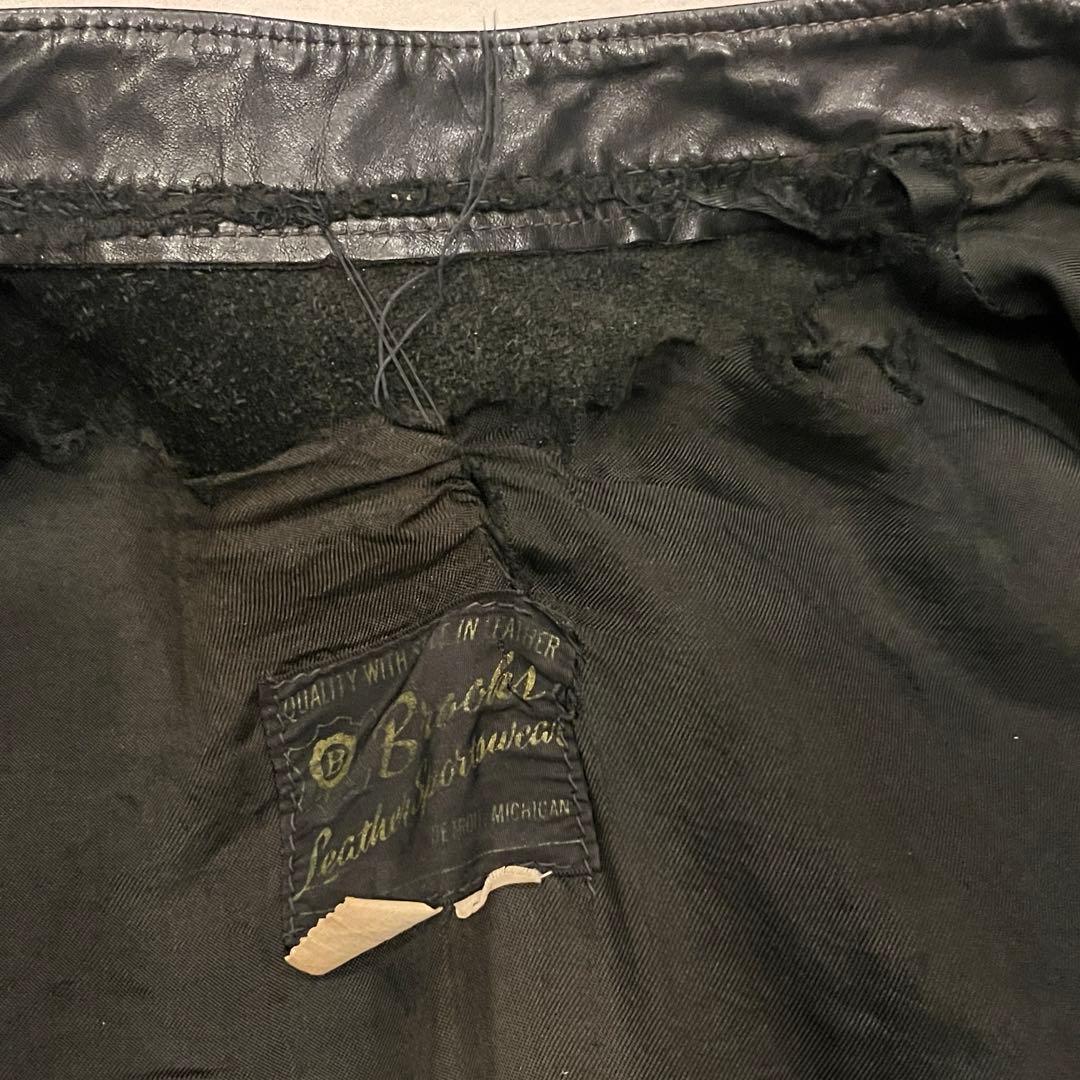 60s 70s ブルックス シングルライダースジャケット 48 XL ボロ