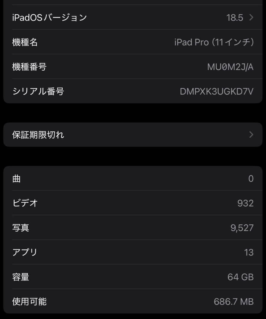 Apple iPad Pro 11インチ Wi-Fi+Cellular 64GB