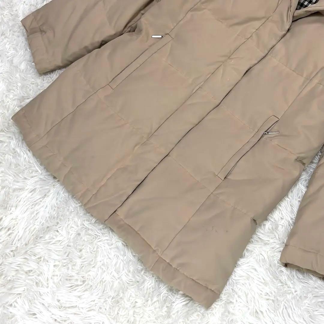 バーバリーロンドン ダウンコート ノバチェック フード収納 2WAYベージュ M