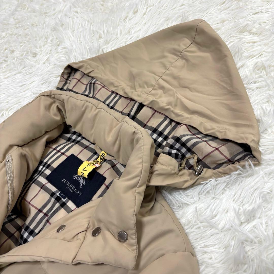 バーバリーロンドン ダウンコート ノバチェック フード収納 2WAYベージュ M
