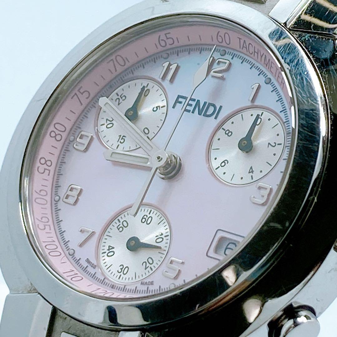 488 フェンディ　4500L ズッカ　クロノグラフ　シェル　ラウンド　腕時計