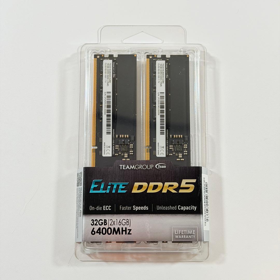 【新品未開封】Team DDR5-6400 32GBメモリ（16GBx2）