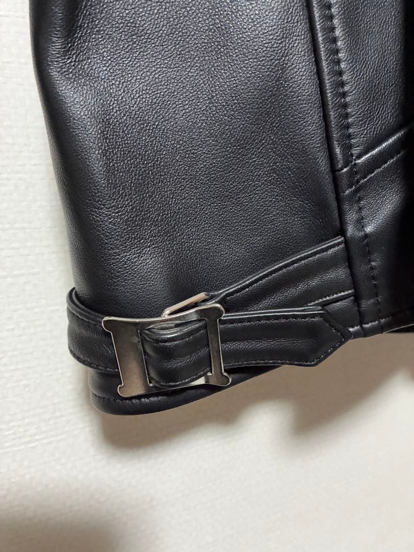 UNITED TOKYO ブラック ラムレザーダブルライダース 4