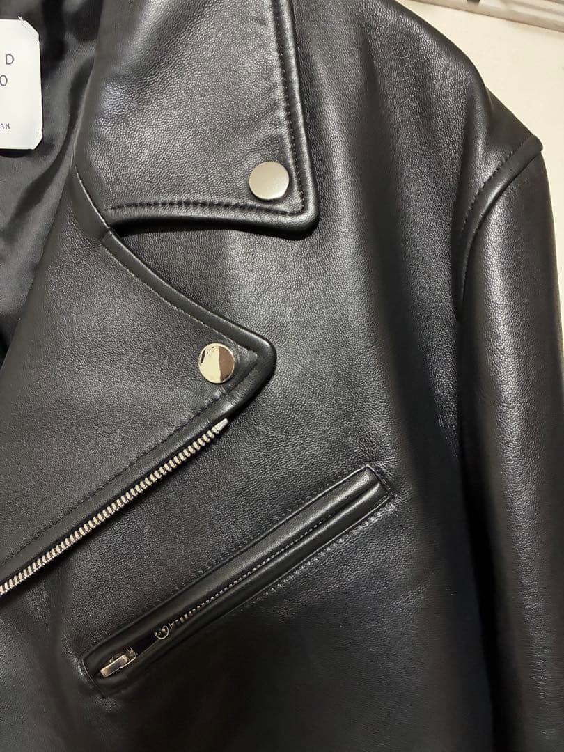 UNITED TOKYO ブラック ラムレザーダブルライダース 4