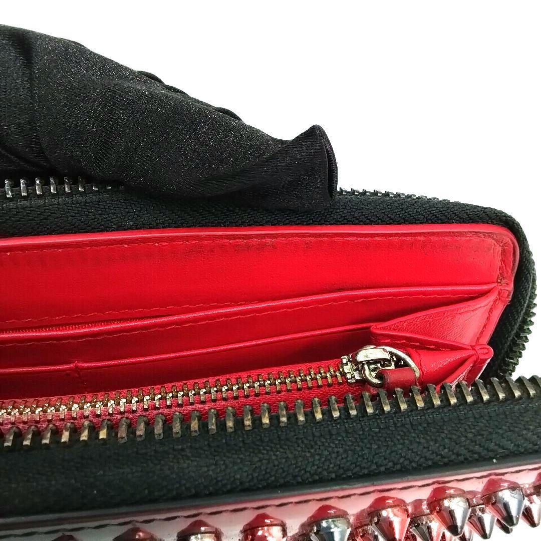 Christian Louboutin ルブタン 長財布 スタッズ 黒×赤メンズ