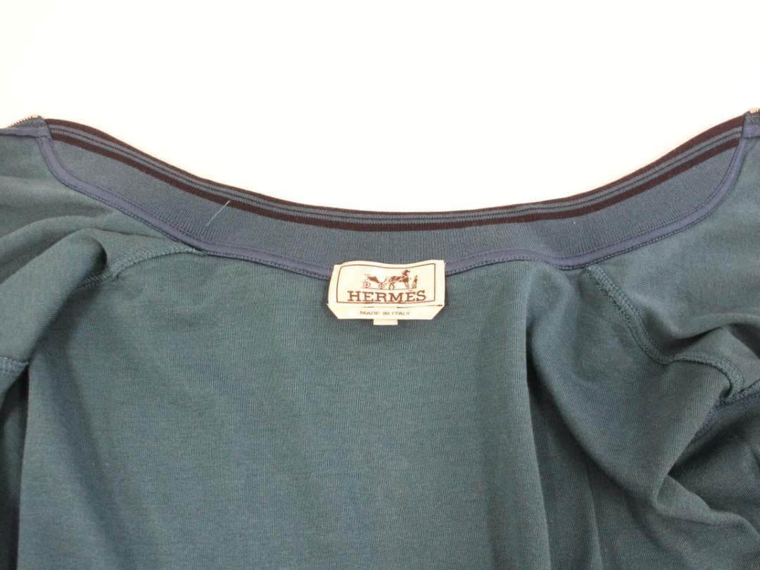 ▲エルメス HERMES コットン パイルブルゾン ジップアップ ターコイズ