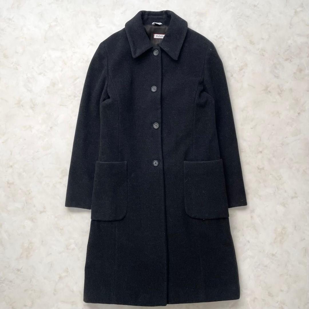Max Mara　ステンカラーコート ウールコート　チャコールグレー　40 L