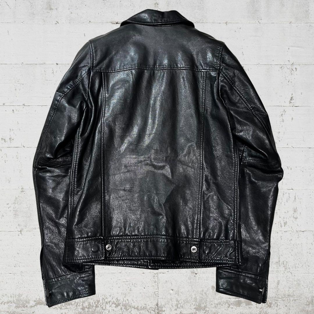 ロウコレクトライン ジースターロウ レザージャケット 本革 山羊革 刺繍 黒 S