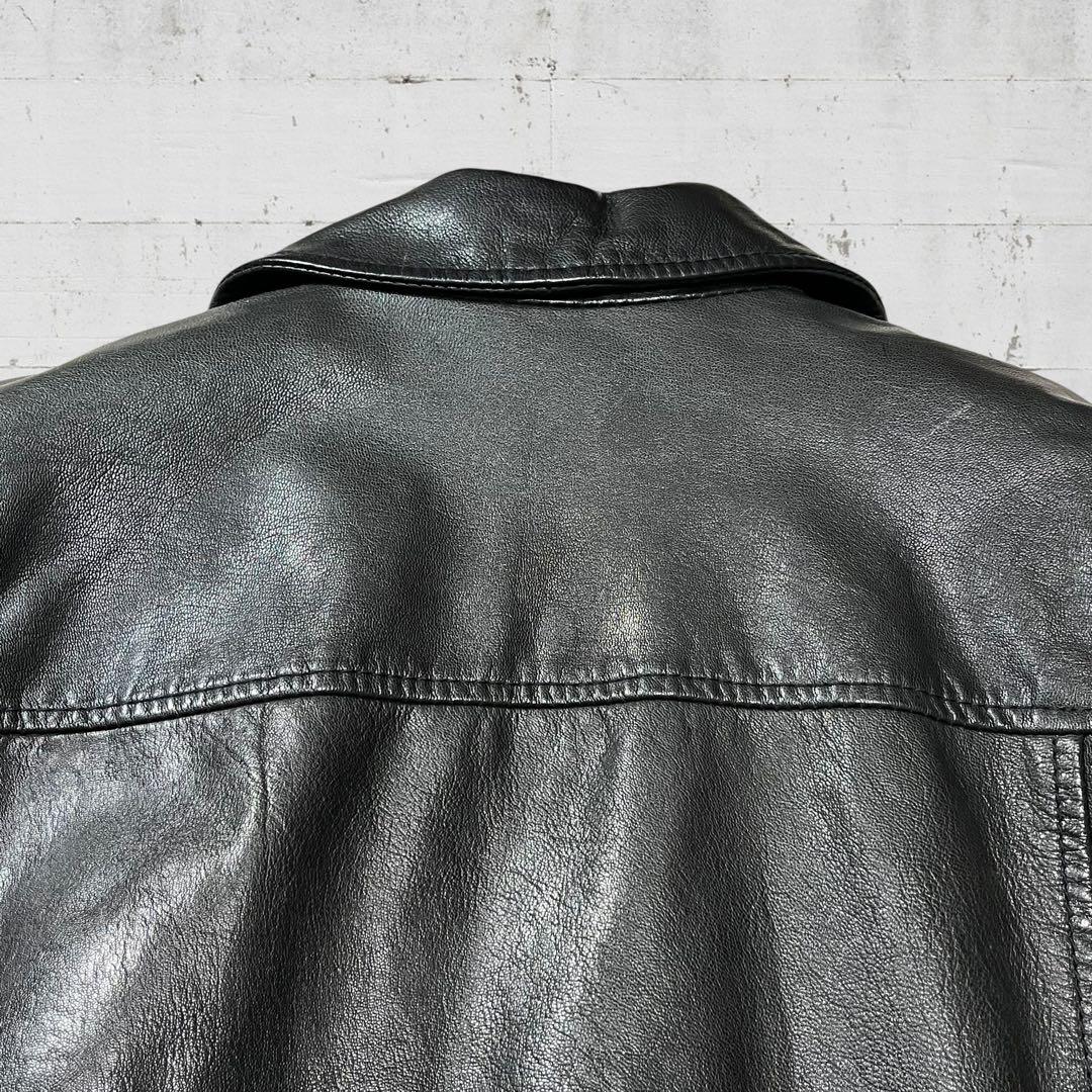 ロウコレクトライン ジースターロウ レザージャケット 本革 山羊革 刺繍 黒 S
