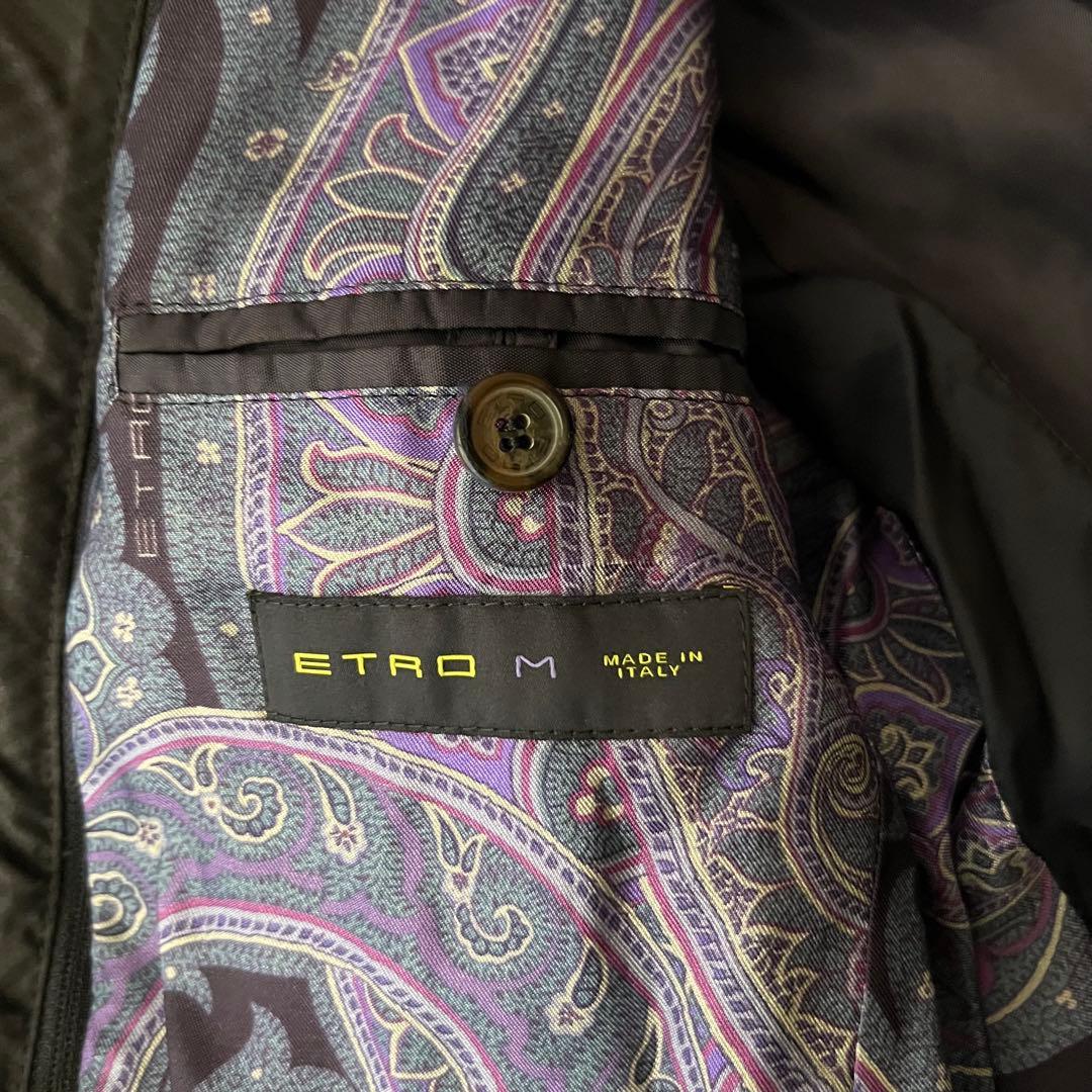 ほぼ未使用 ETRO レザー キルティングジャケット レイヤード M ネイビー