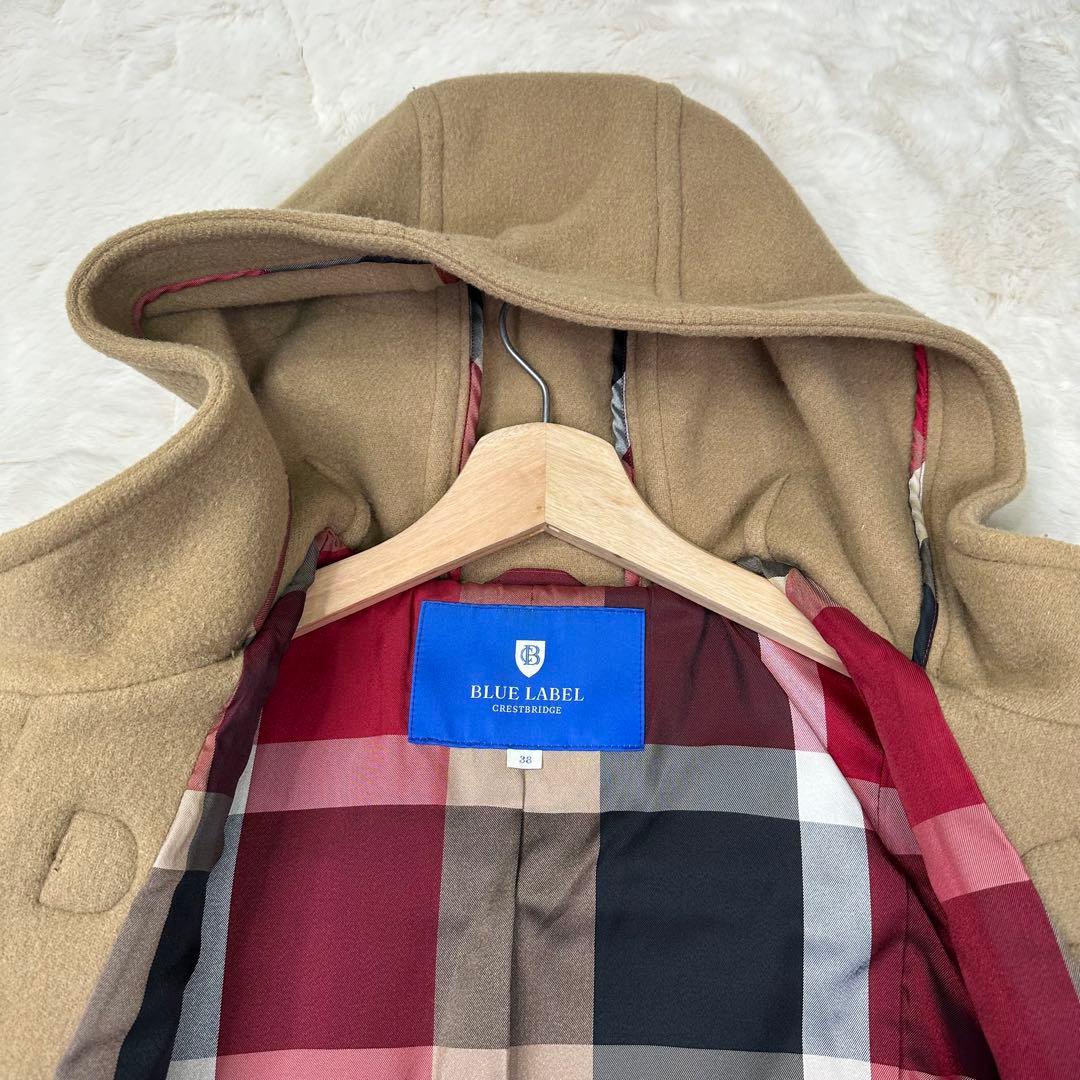 ✨美品✨ブルーレーベルクレストブリッジ ダッフルコート 赤チェック ベージュ M
