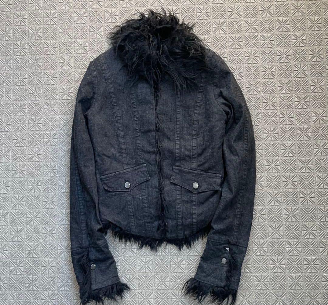 Y2K OPIUM 鬼ファー デニム フライト ジャケット 裏原 平成ギャル
