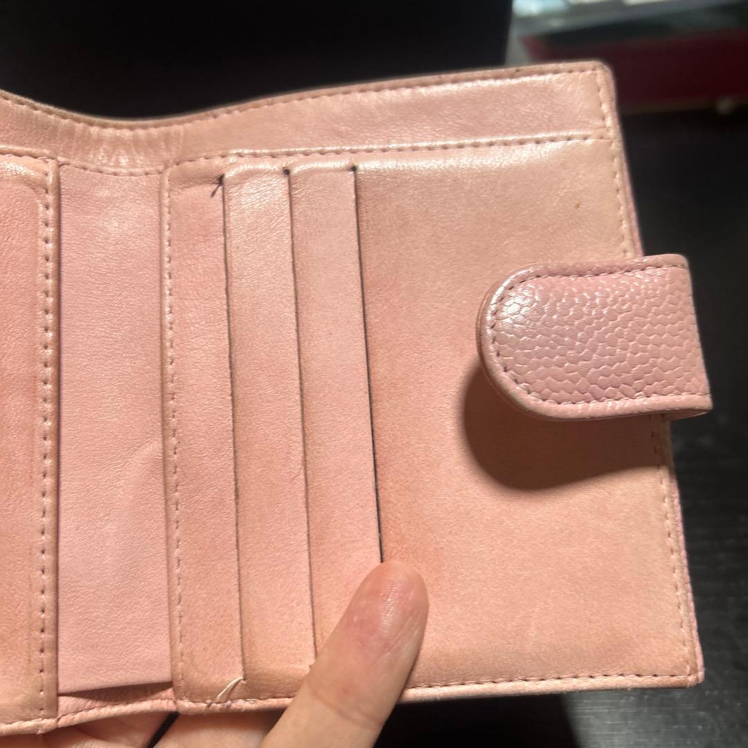 CHANEL ピンク レザー 二つ折り財布