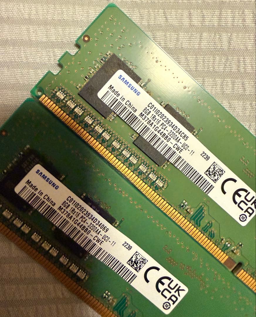 Samsung 16GB （8GB 2枚） DDR4 3200AA 1Rx16