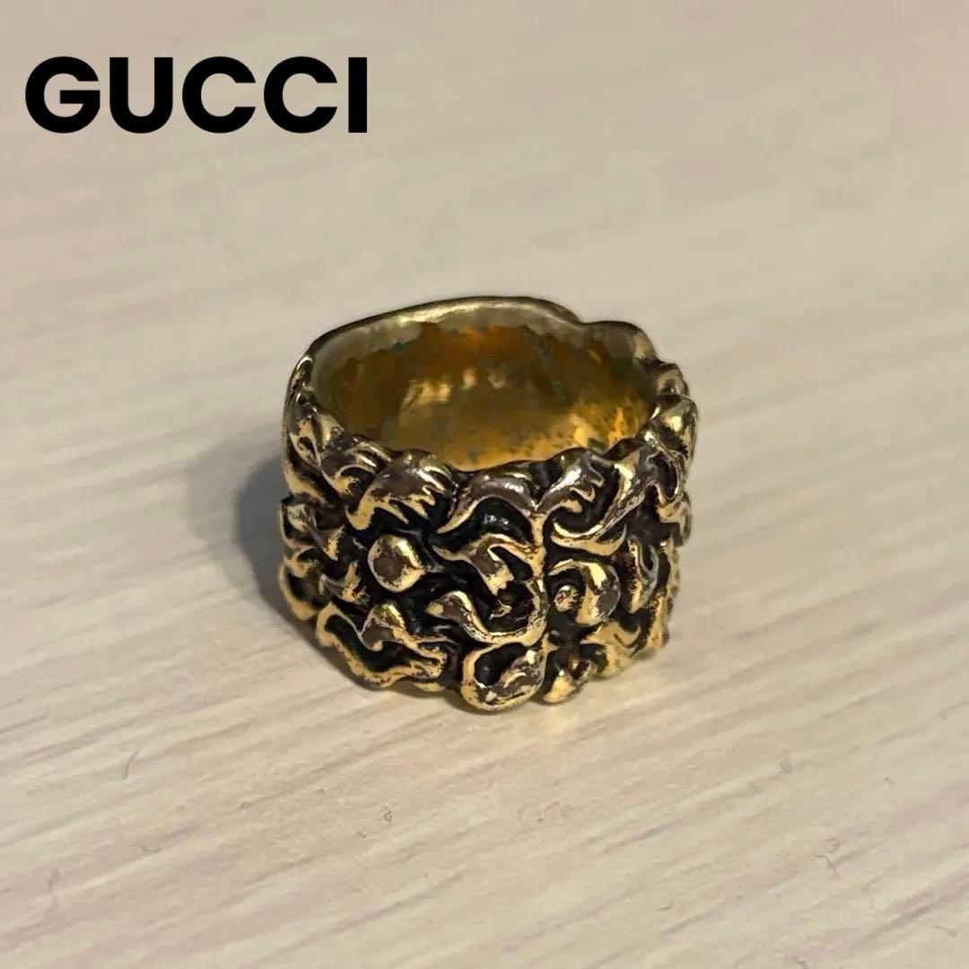 GUCCI　たてがみ　リング　ゴールド