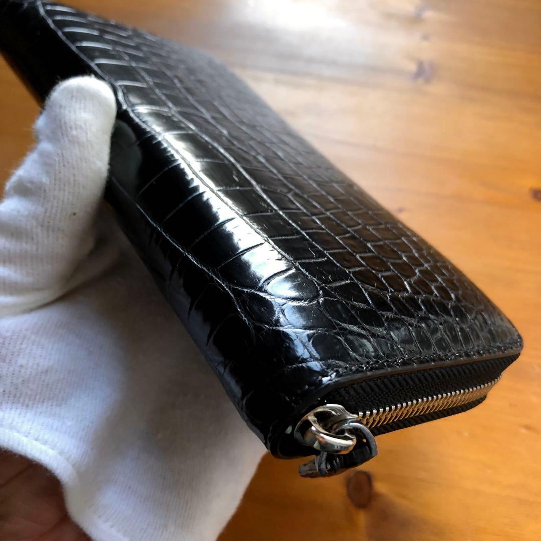 【クロコ1枚革】クロコダイル 最高級長財布 サイフ メンズ ワニ革 レザー