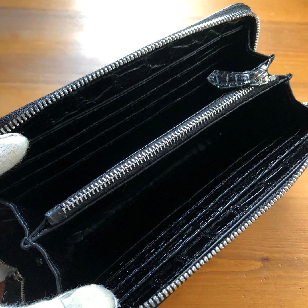 【クロコ1枚革】クロコダイル 最高級長財布 サイフ メンズ ワニ革 レザー