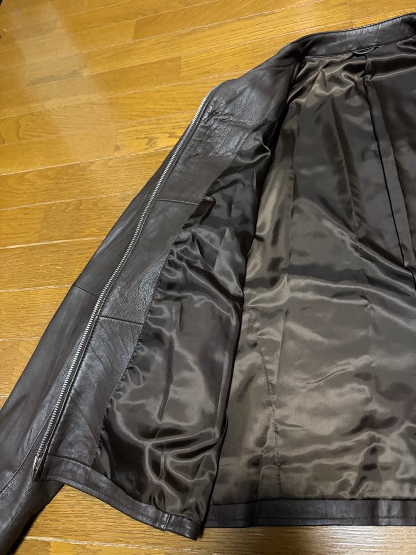 【美品】Uniqlo 羊革 ラムレザー シングルライダース ダブルジップ XL
