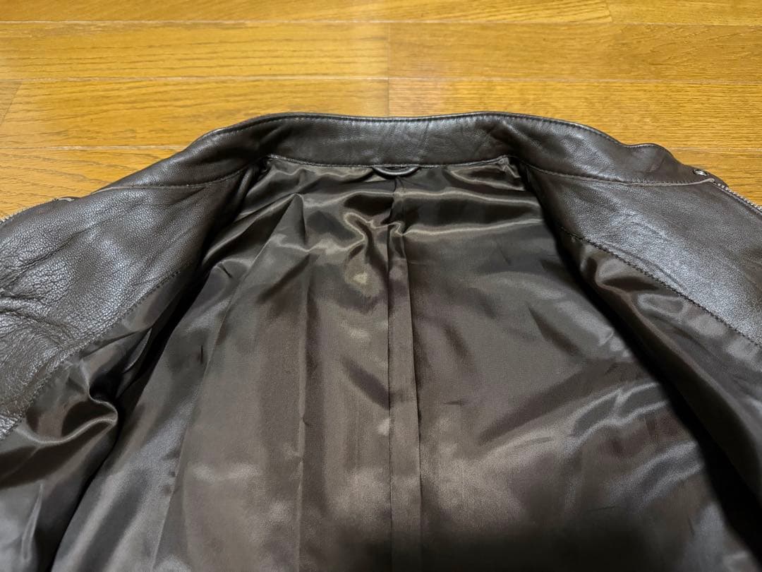 【美品】Uniqlo 羊革 ラムレザー シングルライダース ダブルジップ XL