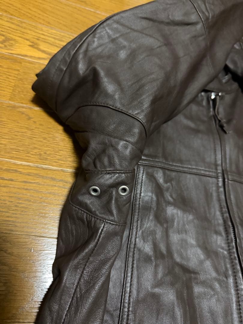 【美品】Uniqlo 羊革 ラムレザー シングルライダース ダブルジップ XL