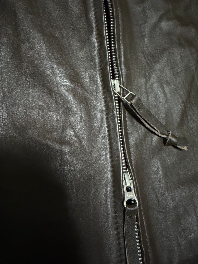 【美品】Uniqlo 羊革 ラムレザー シングルライダース ダブルジップ XL