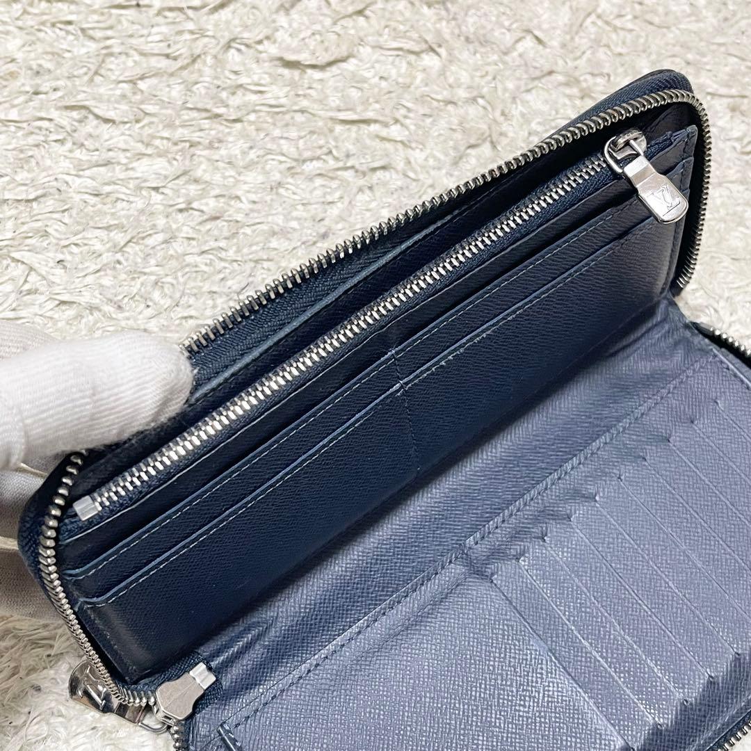 【美品】ルイヴィトン 長財布　ジッピーウォレット　ヴェルティカル　タイガ　紺系