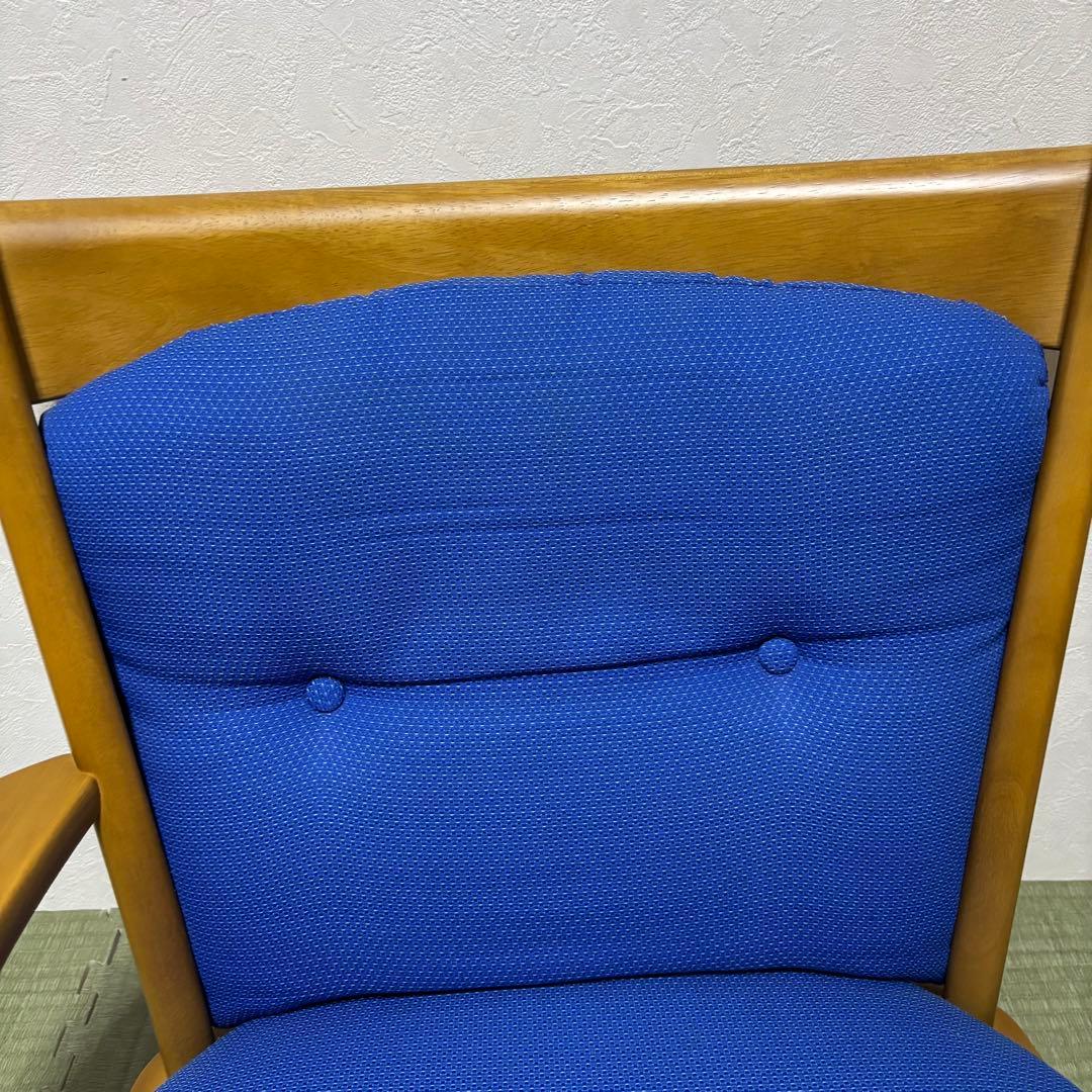 【極希少】karimoku カリモク 座椅子 回転 肘掛け付き ブルー