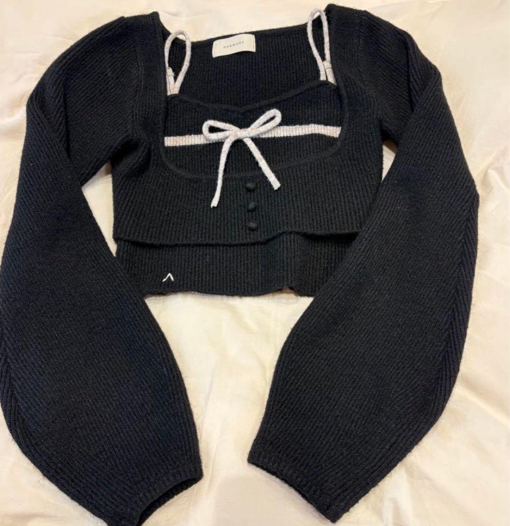 ANDMARY Natalie ribbon set ニット　ブラック