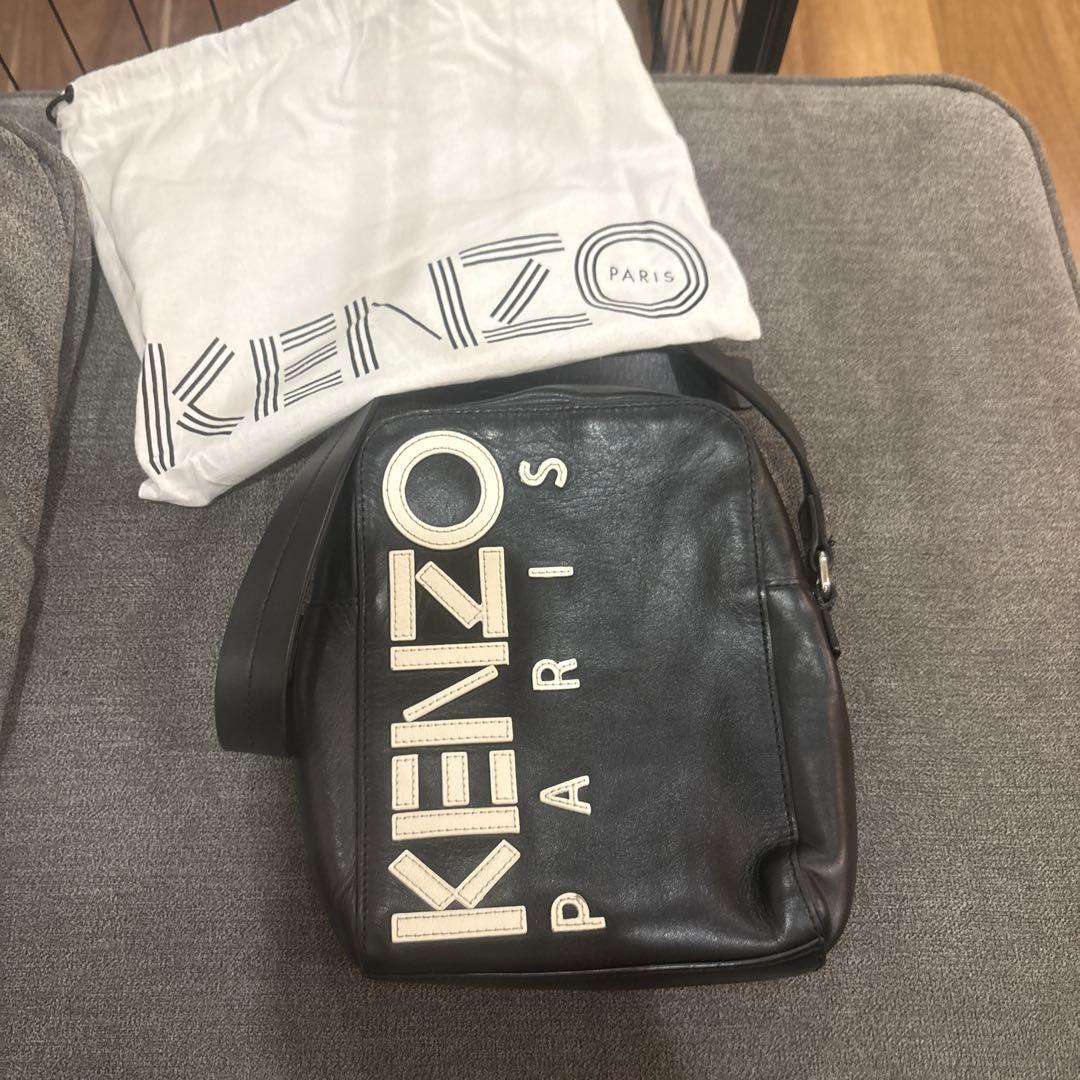 KENZO ショルダーバッグ ブラック レザー 保存袋付き