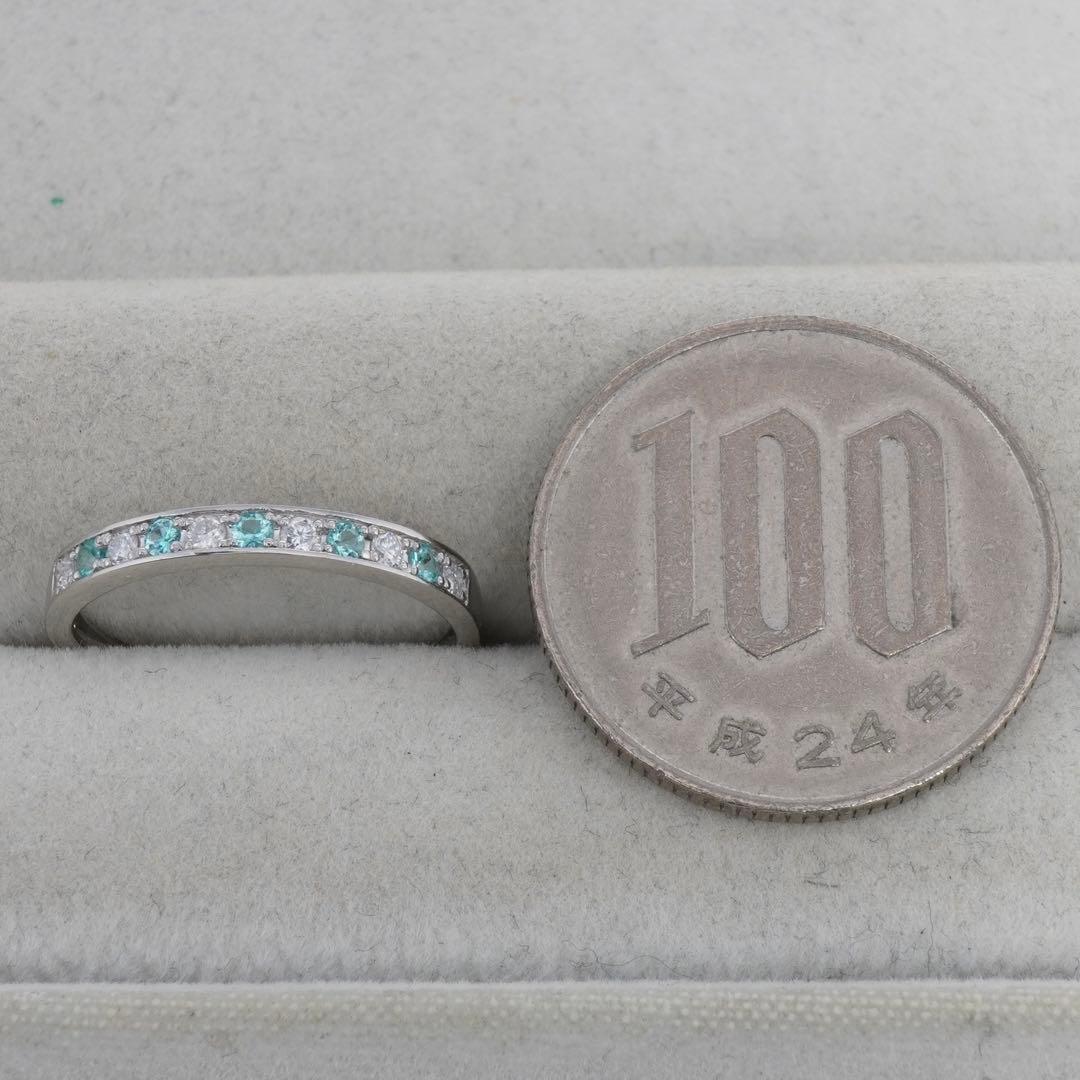 パライバトルマリン リング ダイヤモンド ダイヤ指輪 プラチナ ハーフエタニティ