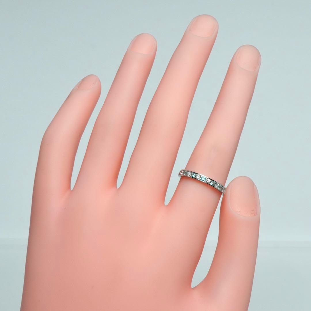 パライバトルマリン リング ダイヤモンド ダイヤ指輪 プラチナ ハーフエタニティ