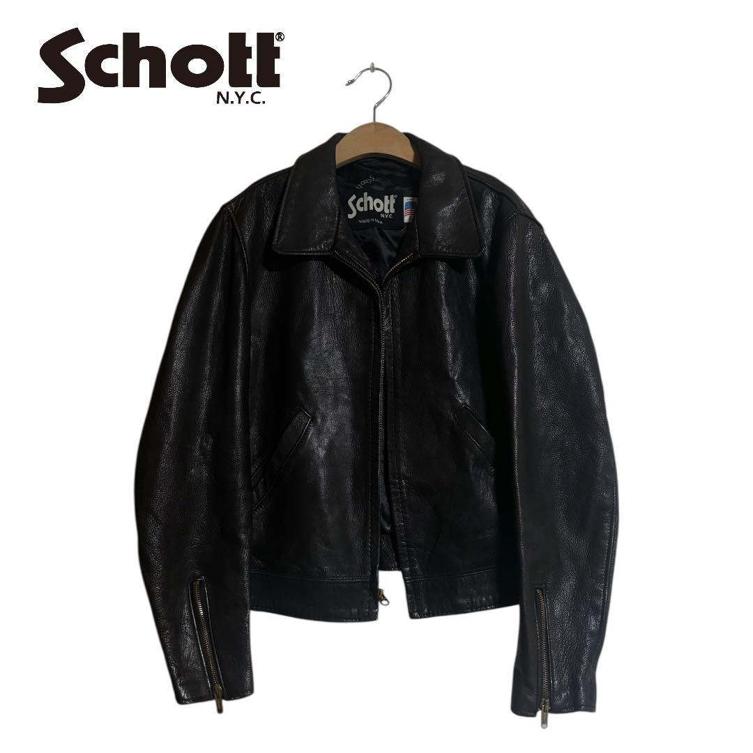 Schott 247W 短丈　シングルレザーライダース　レザージャケット　S