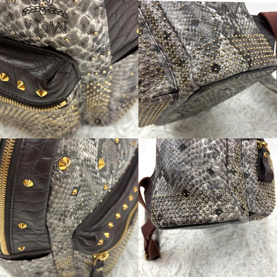 【希少】☆極美品☆ MCM　パイソン柄リュック　スタッズ付　ヴィセトス