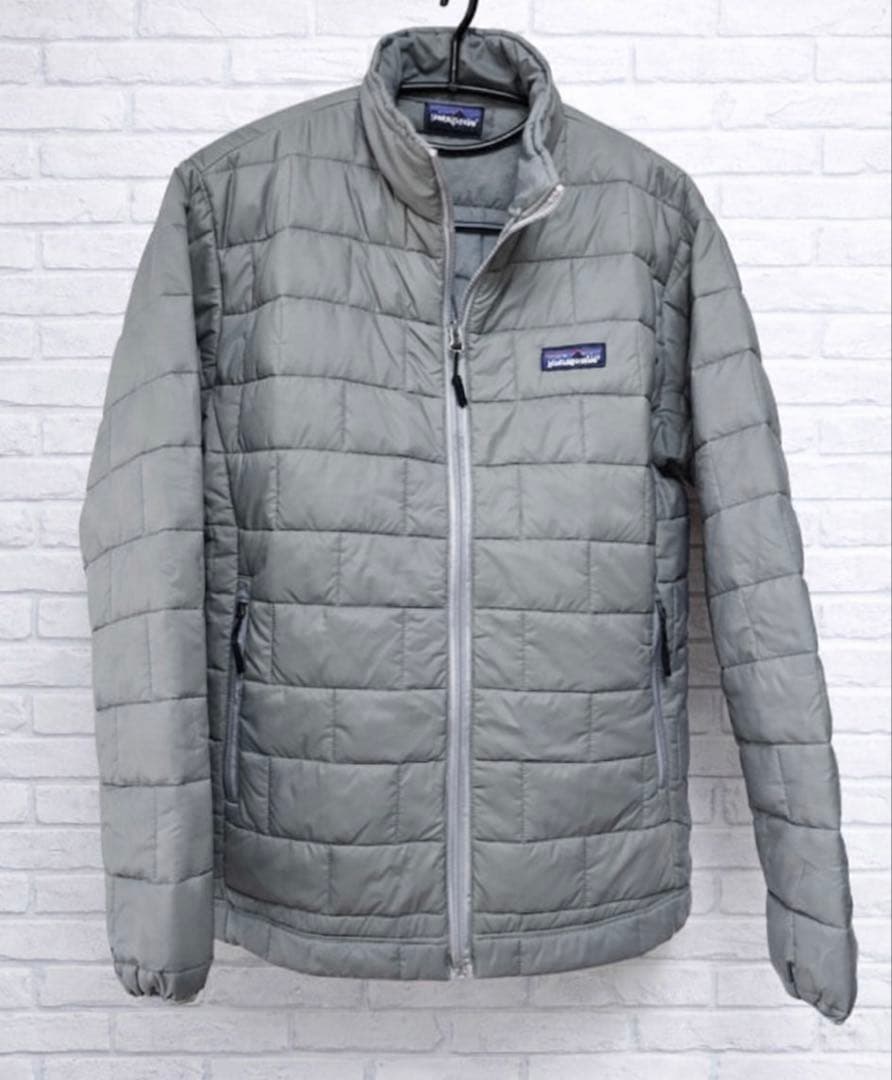 パタゴニア 中綿ジャケット グレー フルジップ 軽量 保温 アウトドア