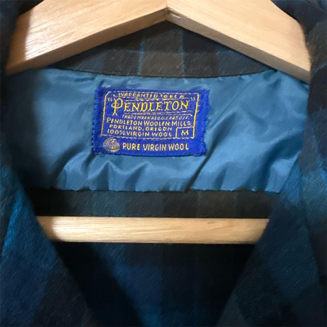 Pendleton 60s ボードシャツ Mサイズ 青 ヴィンテージ 人気柄