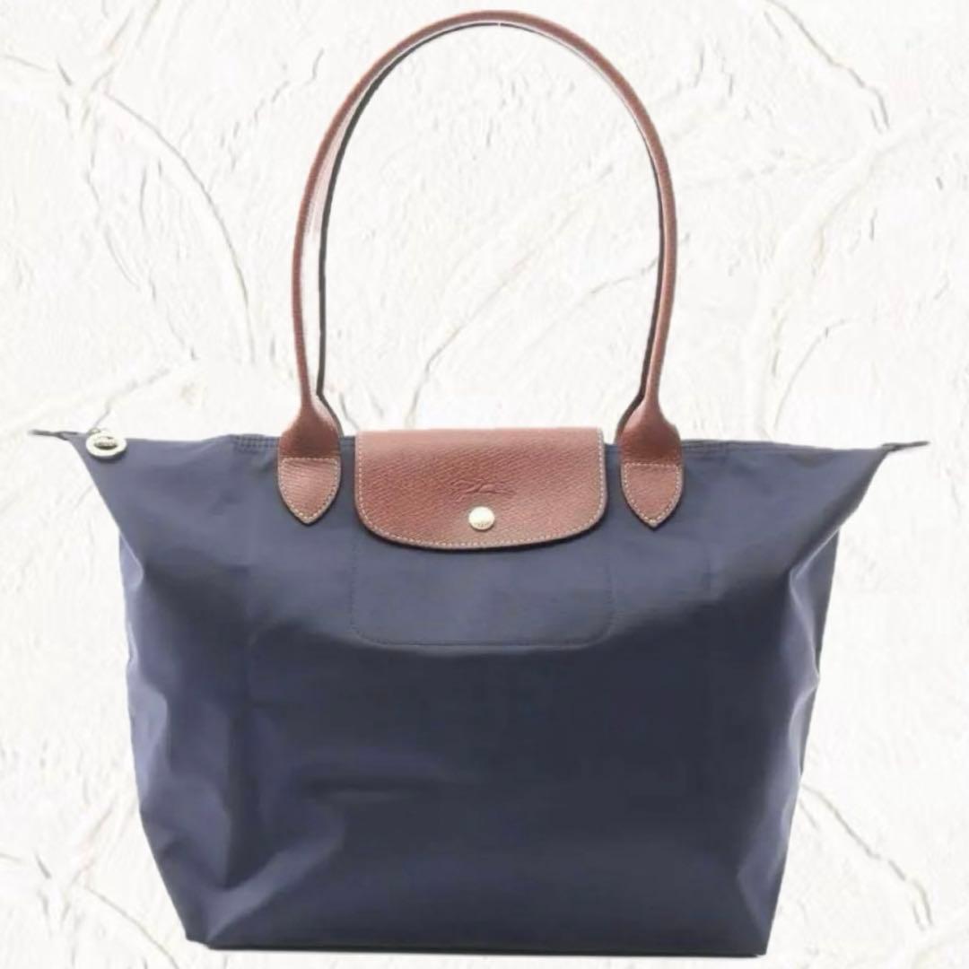 超人気 ロンシャン LONGCHAMP 折り畳みトートバッグ 大容量 ネイビーL