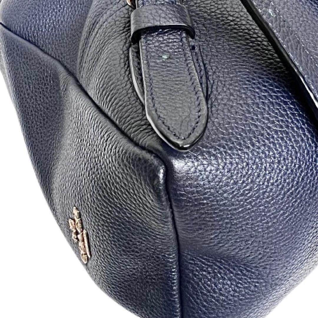 保存袋付！coach リュック375812ターンロック革レザーネイビーmi092