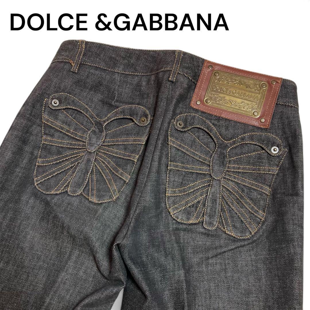 レア★ドルチェ＆ガッバーナ デニムパンツ ロゴ金具 バタフライ刺繍ポケット 40