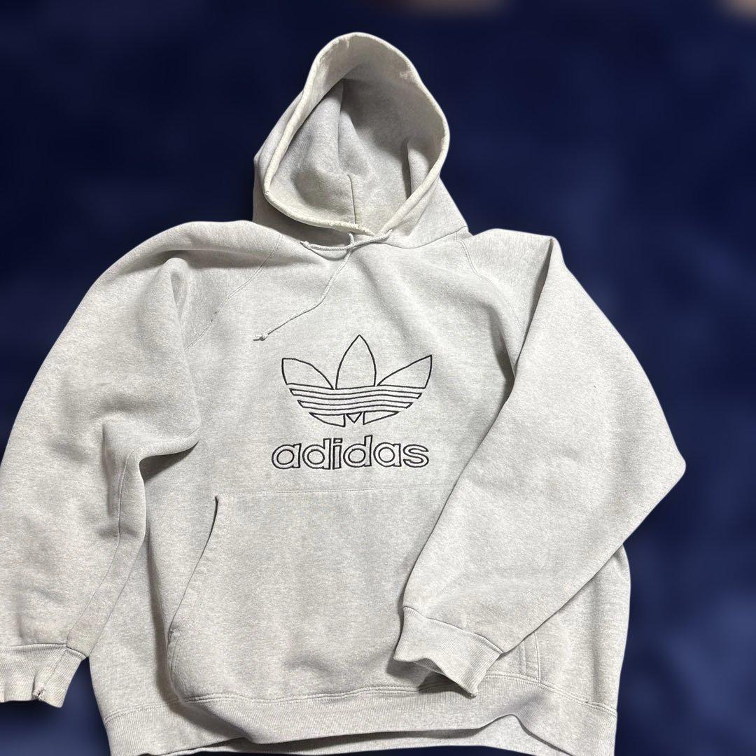 【希少USA製】adidas　80s 90s刺繍ロゴ　万国旗タグ 肉厚 パーカー