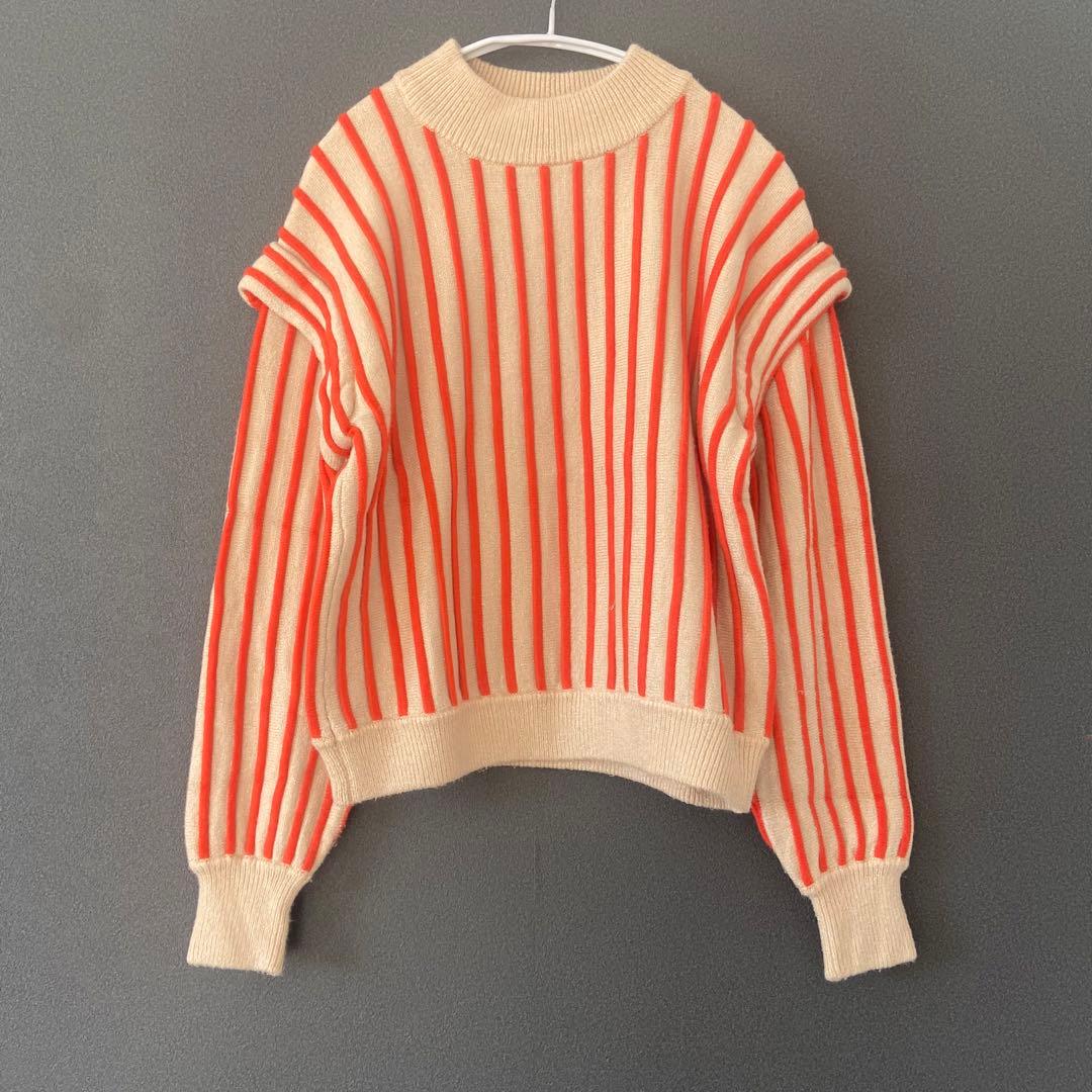 美品★Ameri★SWELL STRIPE KNIT★人気★ニット★完売色★レア