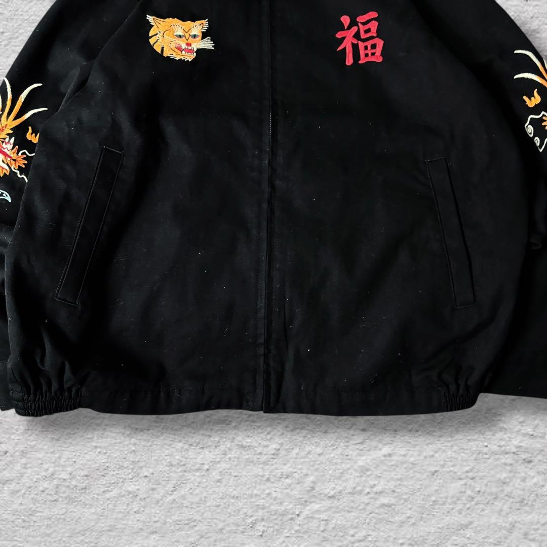 HOUSTONベトジャン別珍ベトナムジャケット虎刺繍vintage古着ブラックL
