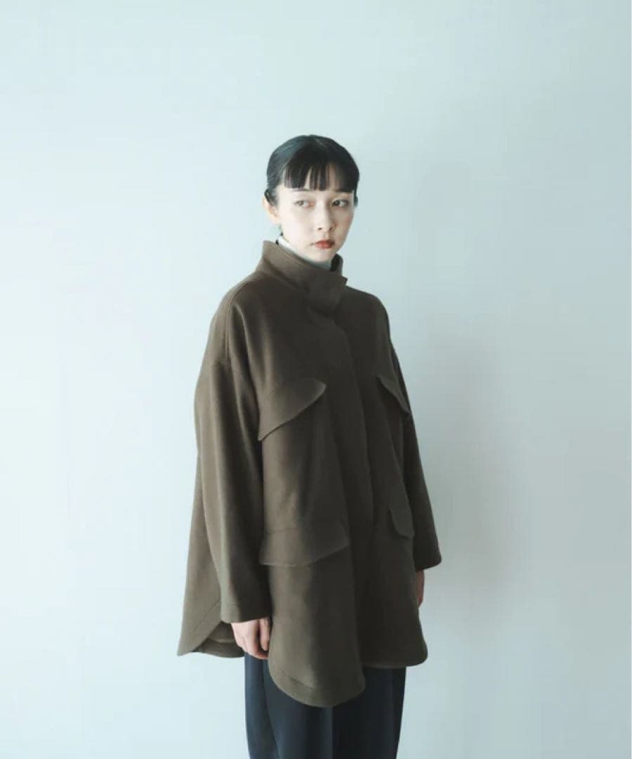 【foufou】melton stand collar halfcoat
