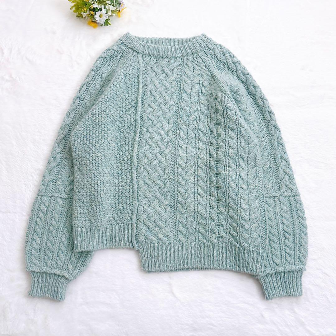 《美品》シンゾーン LINK CABLE KNIT セーター ミントグリーン F
