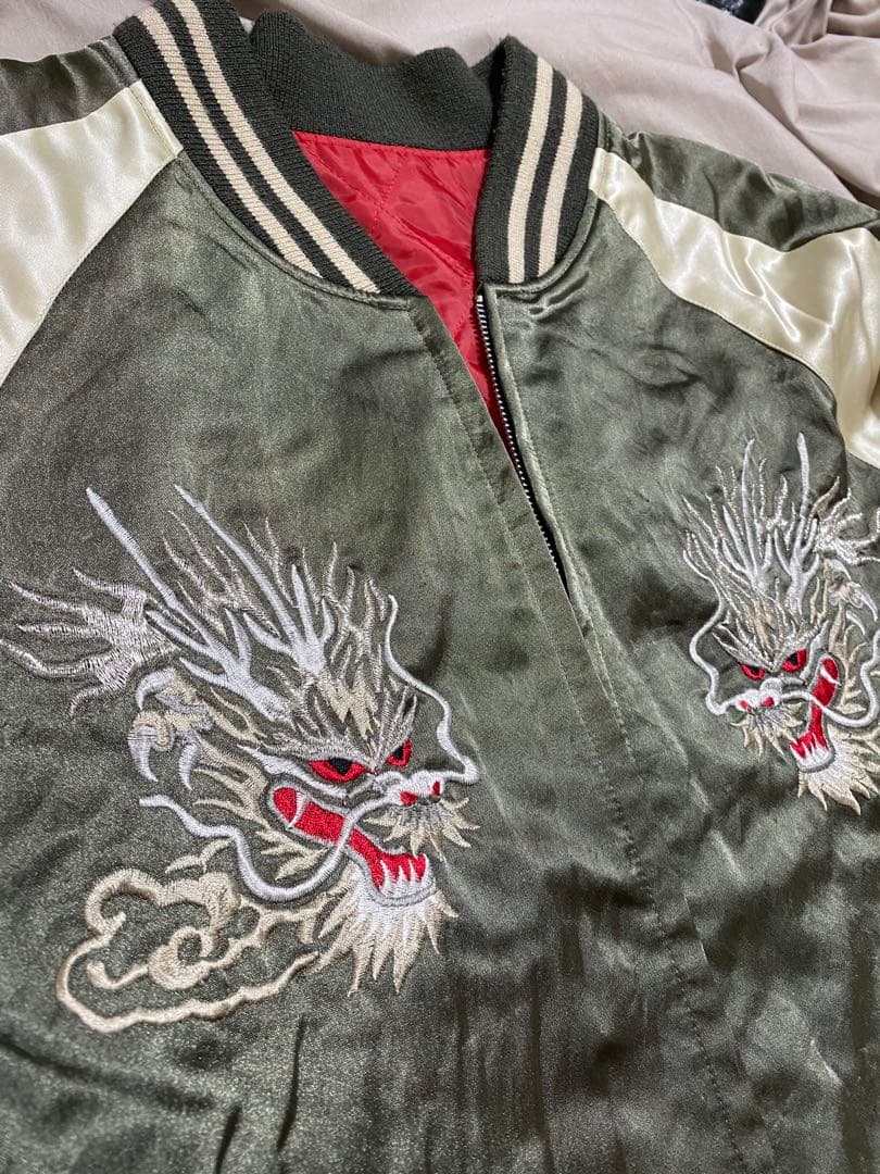 90s 日本製 限定 龍 スカジャン サテン unisex vintage