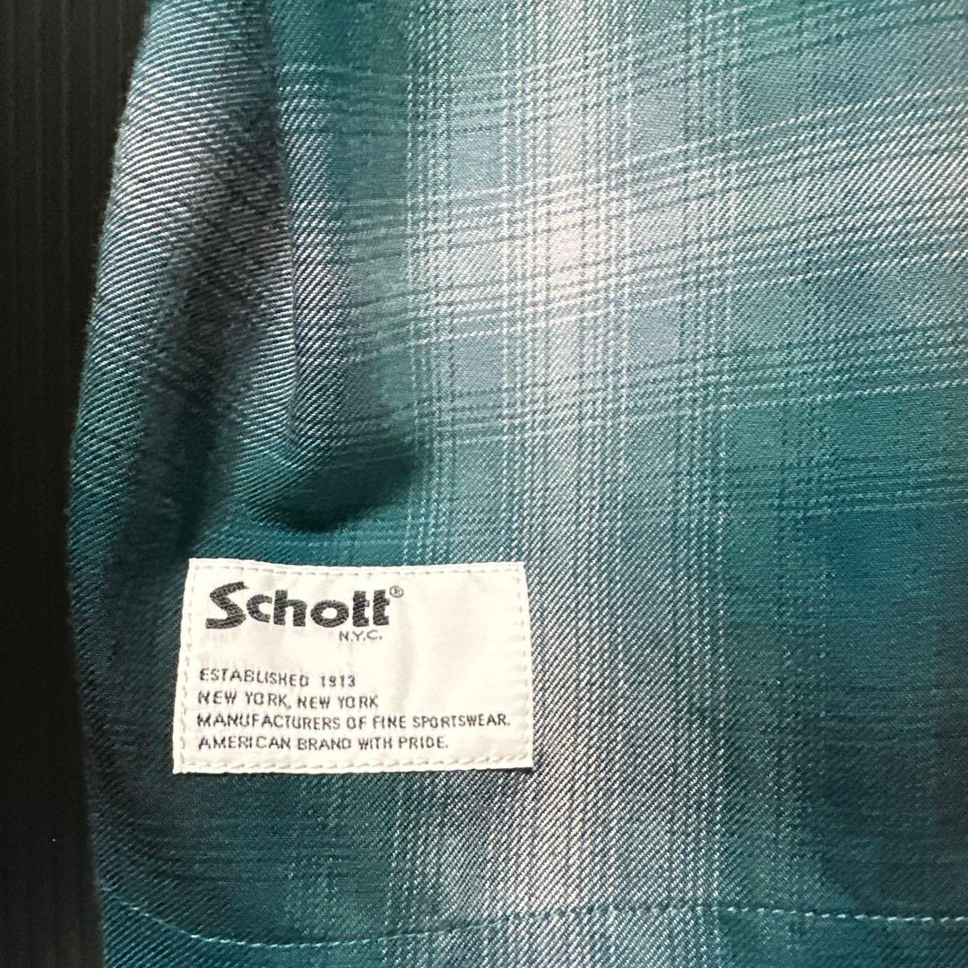 schott レーヨン　オンブレチェックシャツ　M
