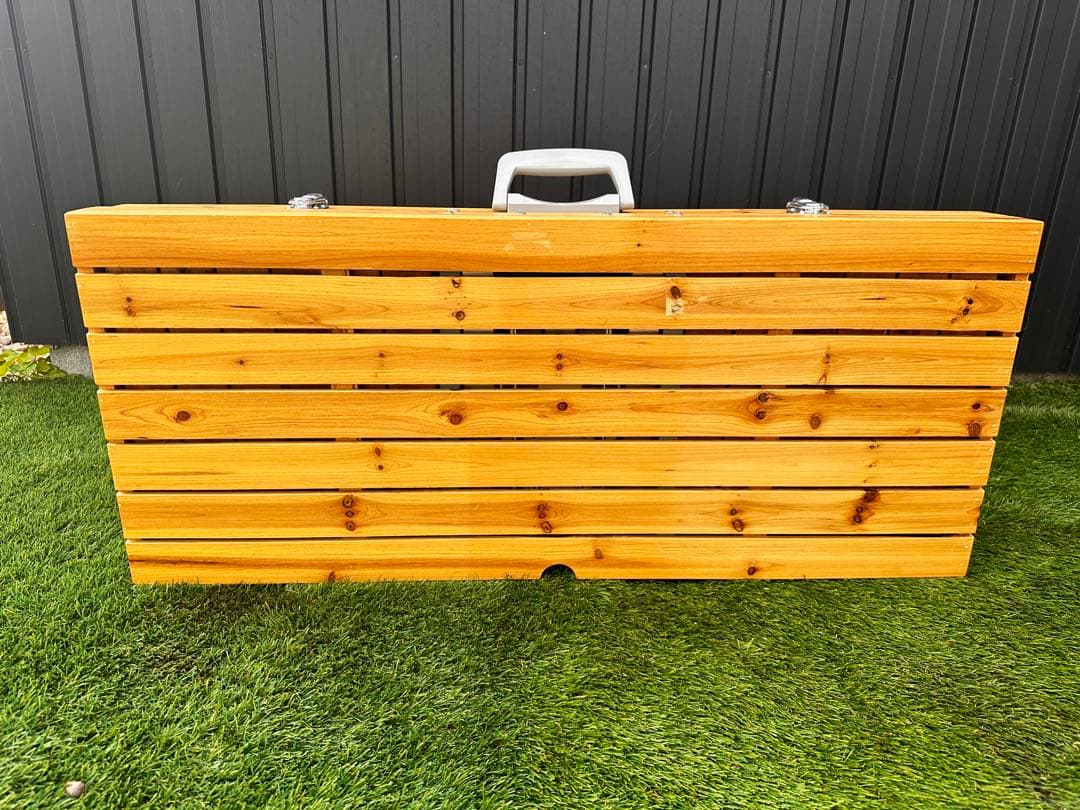 木製　折りたたみアウトドアテーブル　チェア一体型