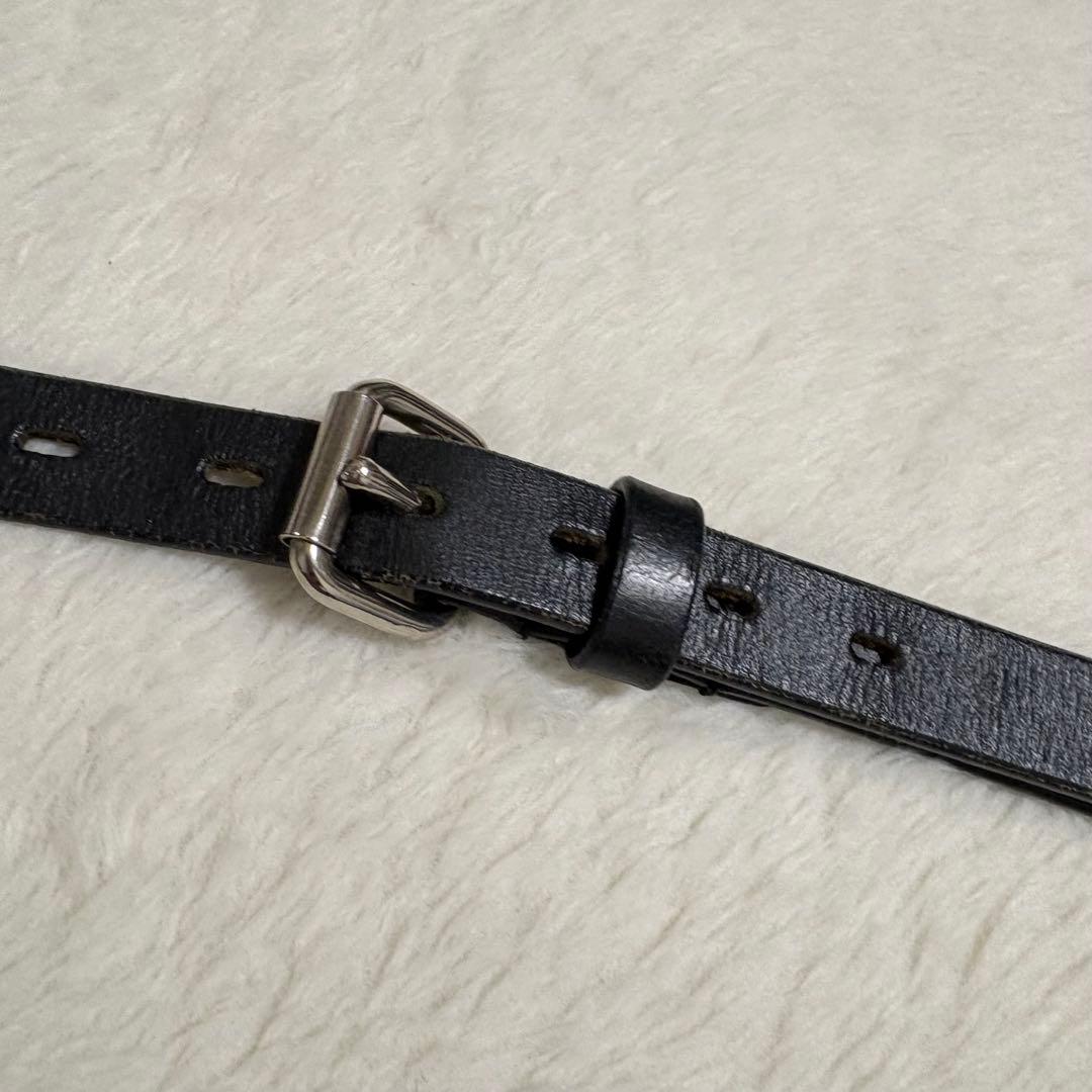 ヒステリックグラマー スタッズ&ロゴ 細レザーベルト 全長102cm