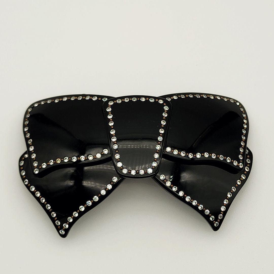 ★ALEXANDRE DE PARIS★ バレッタ リボン ストーン ブラック