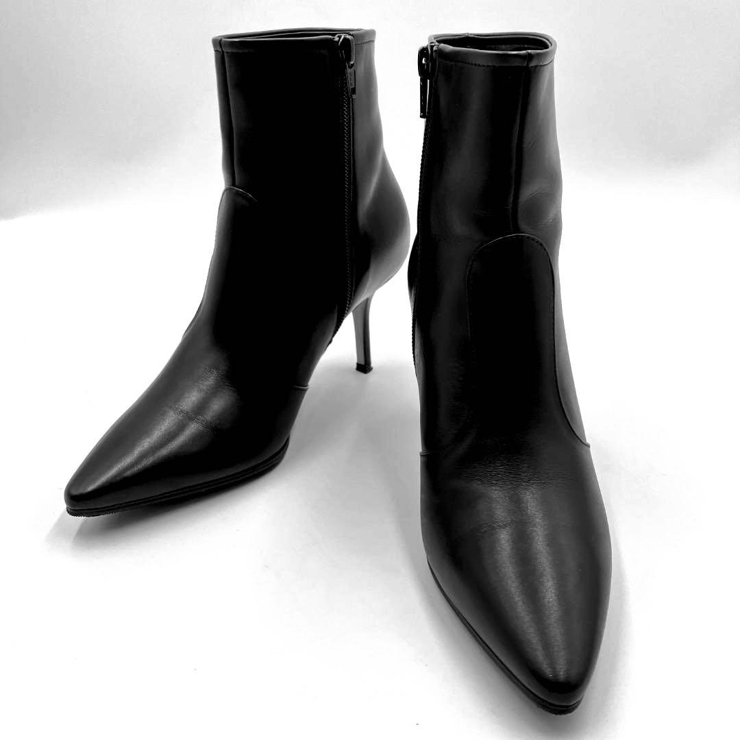 【m】ペリーコ レザー ショートブーツ 黒 36 サイドジップ イタリア製